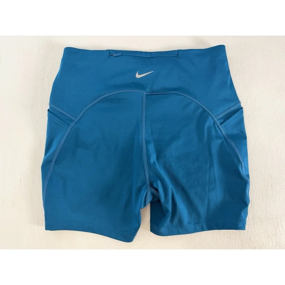 New Nike Swift Women's High-Waisted Tights Running Biker Shorts Teal Blue Size M